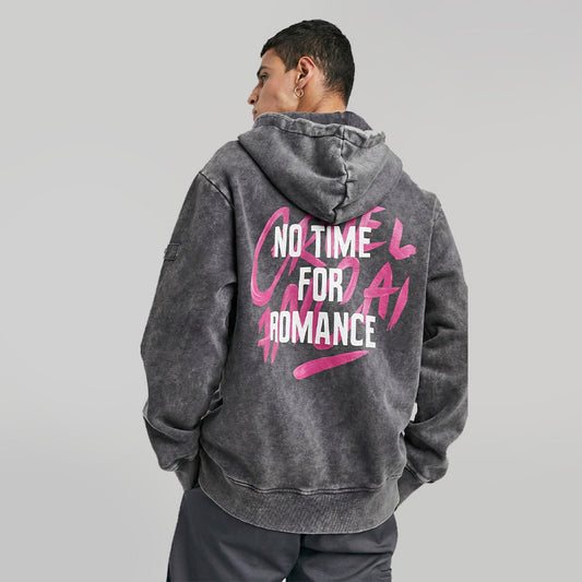 No Time For Romance Washed Oversized Hoodie