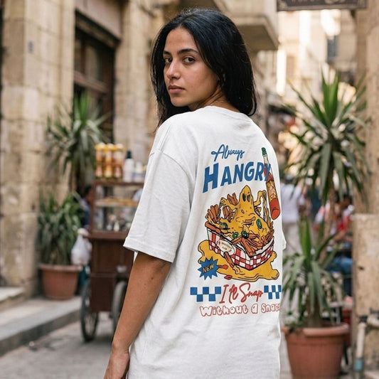 Always Hangry white oversized t-shirt — Suit Yourself Egypt