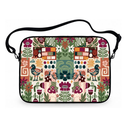 Folk Garden Laptop Sleeve with detachable shoulder strap — Suit Yourself
