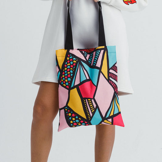 Colored Geometry Allover Tote Bag