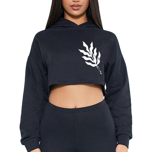 Leaf Oversized Crop Hoodie