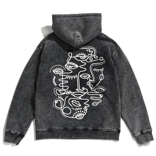 Line Art Washed Oversized Hoodie