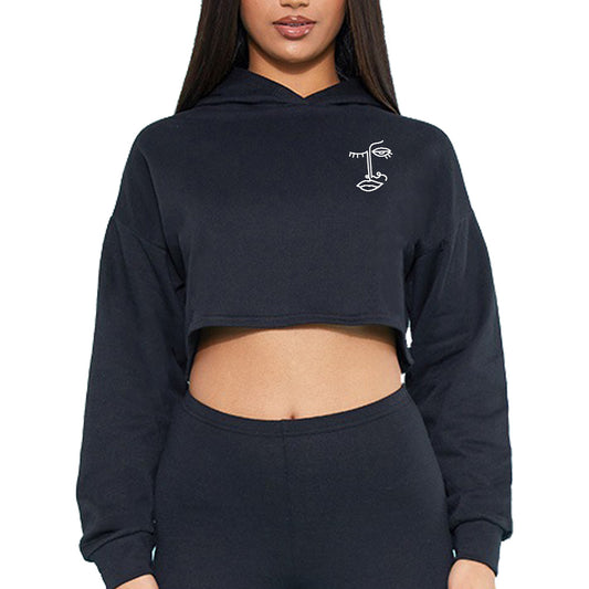 Line Art Oversized Crop Hoodie