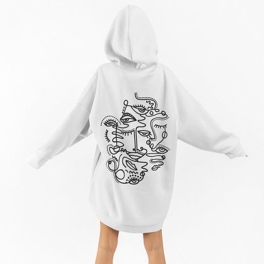 Line Art Long Oversized Hoodie