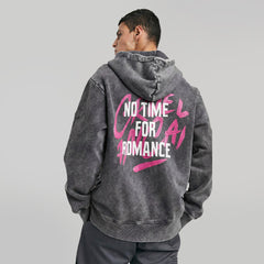 No Time For Romance Washed Oversized Hoodie