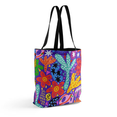 Purple Florals Allover Tote Bag